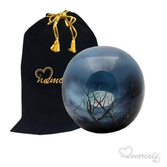 MEMORIALS 4U Midnight Moon Sphere of Life Cremation Urn - 100% Handcrafted Adult Funeral Urn - Solid Metal Affordable Large Urn for Human Ashes