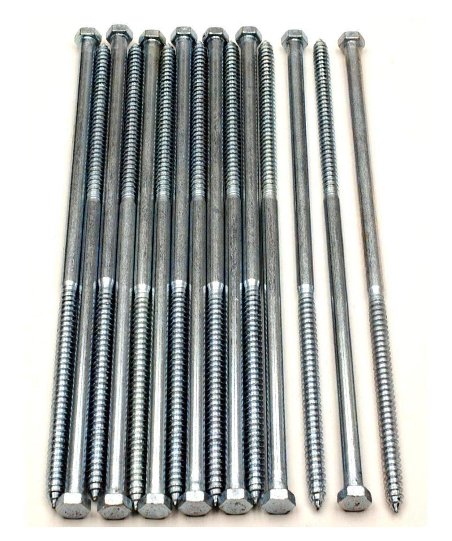 Lexar Industrial 1/2" X 10" Lag Bolts – Hex Head, Zinc Plated, A307 Steel – 25 Pack