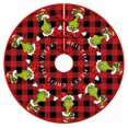 thumbnail image 1 of Falda para árbol de Navidad de Grinch, falda para árbol de Navidad con cuello de Merry Christmas, decoración navideña suave de estilo rústico, 1 of 8