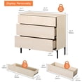 thumbnail image 3 of WAMPAT 30.2" Tall Fluted Nightstand with 3 Large Drawers, Mid Century Nightstand End Table with Hidden Handle, Wooden Bedside Table with Storage for Living Room, Bedroom, Beige, 3 of 9