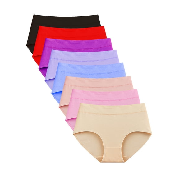 GaaiKei 8 Pack Women's Cotton Underwear Mid-Rise Stretch Breathable Ladies Cotton Briefs Panties,Size 5