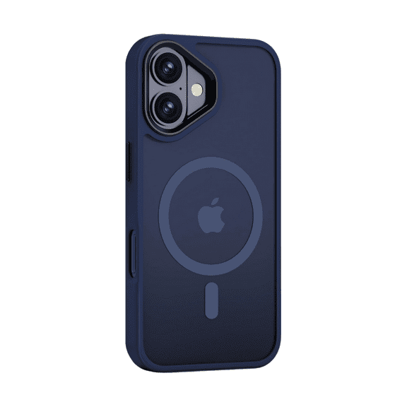 Entronix Magnetic Case Compatible with iPhone 16, Slim Dual Layer Shock-Absorbent Frosted Matte Cover, Navy