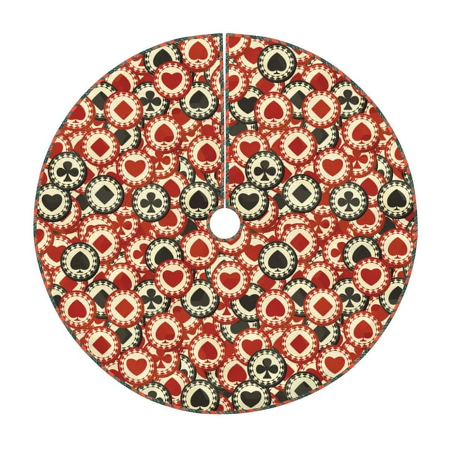Fotbe Poker Chips Pattern Christmas Tree Skirt, Tree Skirts Plush Christmas Decorations, Christmas Tree Skirts Xmas Decorations Holiday Party Decor-30"