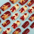thumbnail image 3 of Uñas postizas adhesivas GCSQW medianas cuadradas rojas con hoja de arce, 24 piezas, 3 of 6