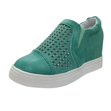 

iOPQO Women s Wedges Women s Ladies Wedges Shoes Suede Letter Pattern Casual Sneakers Ankle Boots Ladies European and American Green 40