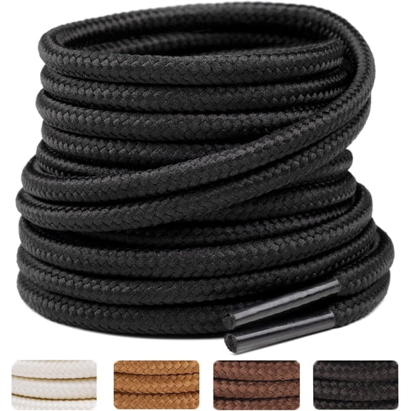 BZCOE 2 Pairs Round Boots Shoelaces Heavy Duty Outdoor Shoe Laces 30-63” Shoestrings for Hiking Sporting Running Boot Laces