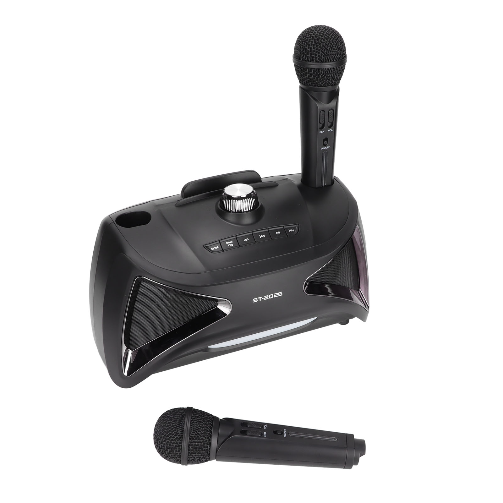 Microphone 2 Mic System ST2025 Karaoke Machine Powerful Speaker With Dual Wireless Microphones