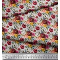 thumbnail image 2 of Soimoi Gray Cotton Cambric Fabric Leaves & Ranunculus Floral Printed Craft Fabric by the Yard 56 Inch Wide, 2 of 3