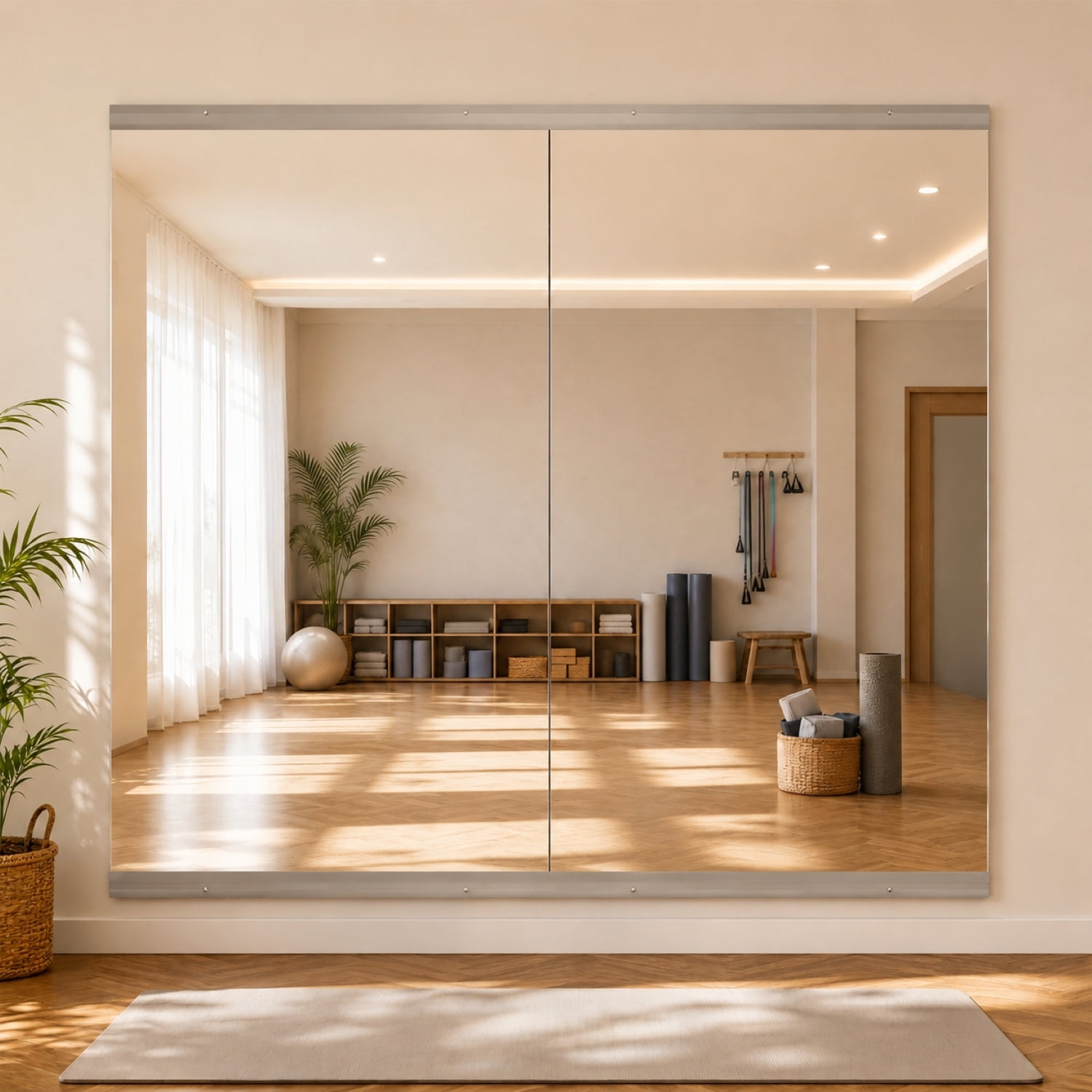 Easy4Home 34"x76" 2 Pack Home Gym Mirror Tempered Glass Frameless Full Length Mirror Wall Mounted Yoga Mirror