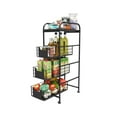 thumbnail image 2 of Slim 4-Tier Utility Cart, Narrow Rolling Storage Shelf for Kitchen and Bathroom, Mobile Organizer with Wheels, Black, 2 of 8