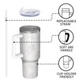 thumbnail image 4 of Floral 40oz Tumbler– Stainless Steel Insulated Tumbler with Handle and Straw, Large Capacity Travel Cup for Hot & Cold Drinks,Thanksgiving,Christmas, Spring,Flower, 4 of 6