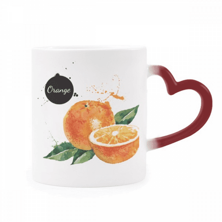 

Orange Fruit Tasty Healthy Watercolor Heat Sensitive Mug Red Color Changing Stoneware Cup