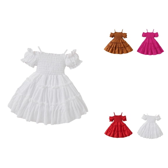 Toddler Girls Tutu Dress with Tulle Ruffles and Bowknot – Solid Princess Party Dress for Wedding, Birthday & Summer Events (2-6T)
