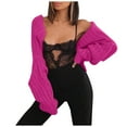thumbnail image 2 of Women's Sweaters Under $10 Lightweight Cardigan Solid Color Super Short Long Sleeve Sweater Jacket, 2 of 6