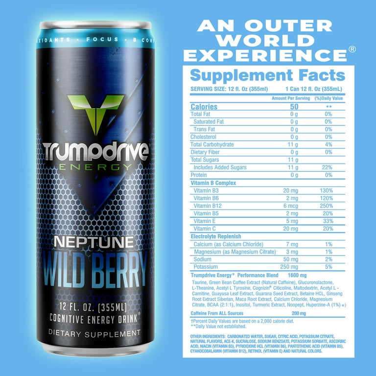 TRUMPDRIVE ENERGY Drink Nootropic Formula, Cognitive Neptune Wild