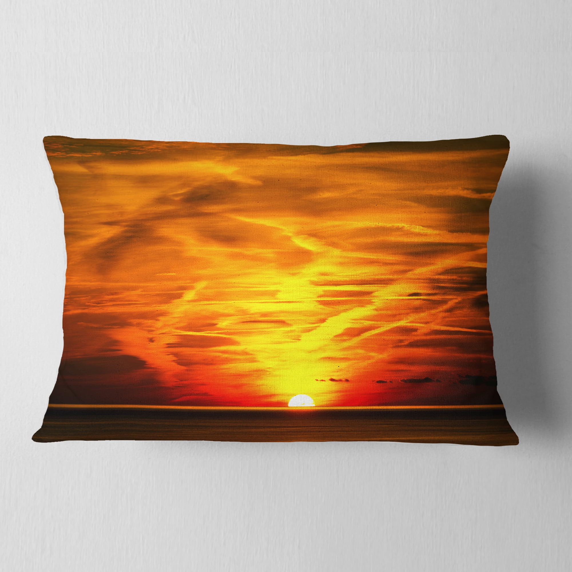 Designart Sunset in Liguria Italy - Landscape Photography Throw Pillow - 12x20