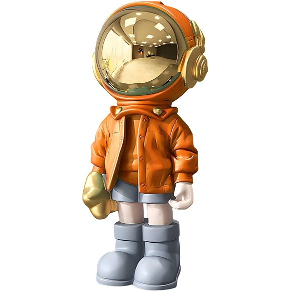 Dosker Astronaut Statues Spaceman Sculpture Polyresin Arts Gifts Orange Figurine Ornament Room Decor for Men,Home and Crafts Desktop Accessories Tabletop Decoration, Living Room, Office, Bookshelf