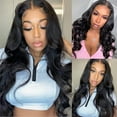 thumbnail image 1 of Body Wave Lace Front Wigs Human Hair 13x4x1 T-Part Lace Front Wigs 10A Brazilian Virgin Human Hair Transparent Lace Front Wigs for Black Women 150% Density Human Hair Wigs Natural Black, 1 of 6