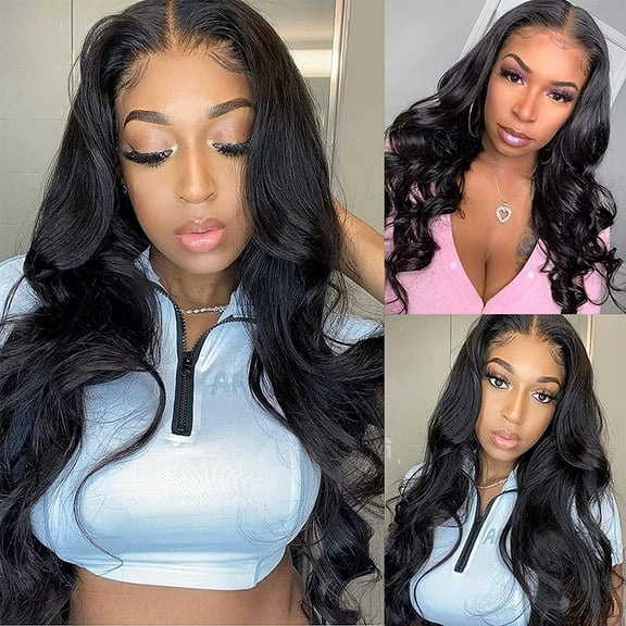 Body Wave Lace Front Wigs Human Hair 13x4x1 T-Part Lace Front Wigs 10A Brazilian Virgin Human Hair Transparent Lace Front Wigs for Black Women 150% Density Human Hair Wigs Natural Black