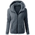 thumbnail image 2 of Tiqkatyck Winter Jackets for Women, Women Winter Plush Coat Cotton Zipper Hooded Coat Wool Warm Coat Women's Coat Fleece Jacket Women, Winter Coats for Women Light Gray L, 2 of 5