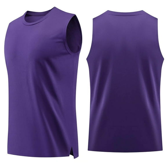 LNWUY Men's Big and Tall Sleeveless UPF 50  Swim Shirts Quick Dry Workout Tank Top UV Protection Running Gym Muscle T Shirts Purple XXXXL
