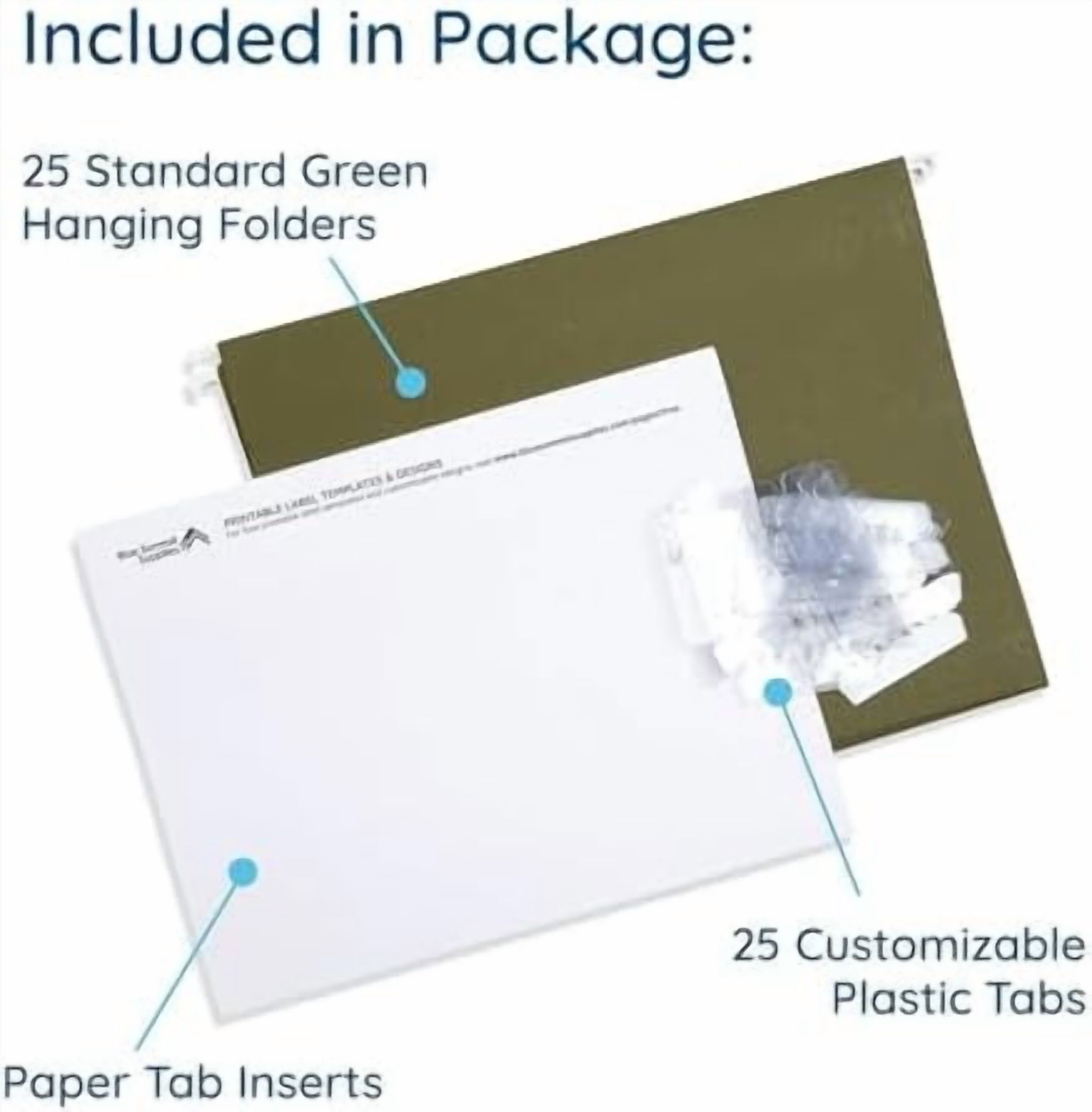 25 Hanging File Folders, Reinforced Hanging Folders, Standard File Folders for Filing Cabinet, Letter Size, Green, 25 Pack