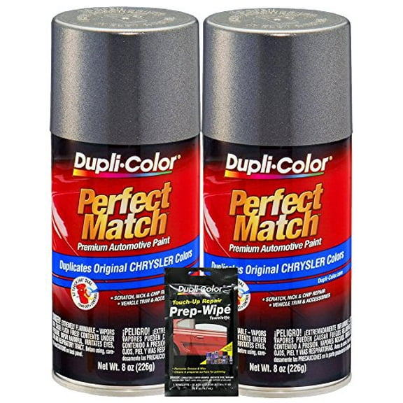 Dupli-Color Charcoal Gray Metallic Chrysler Perfect Match Automotive Paint - 8 oz, Bundles with Prep Wipe (3 Items)