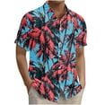 thumbnail image 3 of Yteetum Men's Short Sleeve Shirts Floral Print Hawaiian T Shirt Casual Button Down Short Sleeve Lapel Beach Summer T-Shirts, 3 of 7