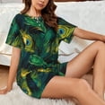 thumbnail image 5 of Yiaed Peacock Feathers2 Print Short Sleeve Pajama Sets for Women Casual Crew Neck 2 Piece Lounge Sets Women's Short-Sleeved Pajama-Large, 5 of 5