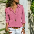 thumbnail image 1 of EIMELI Women Button Blouse Long Sleeve Pure Color Loose Shirt with Collar All-match Tops, 1 of 2