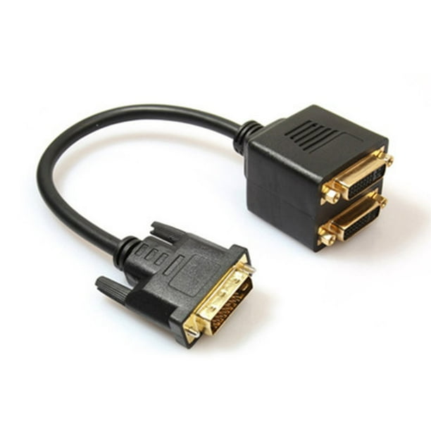 DVI Splitter Adaptor DVID Male to Dual 2 DVII Female Video Y Splitter
