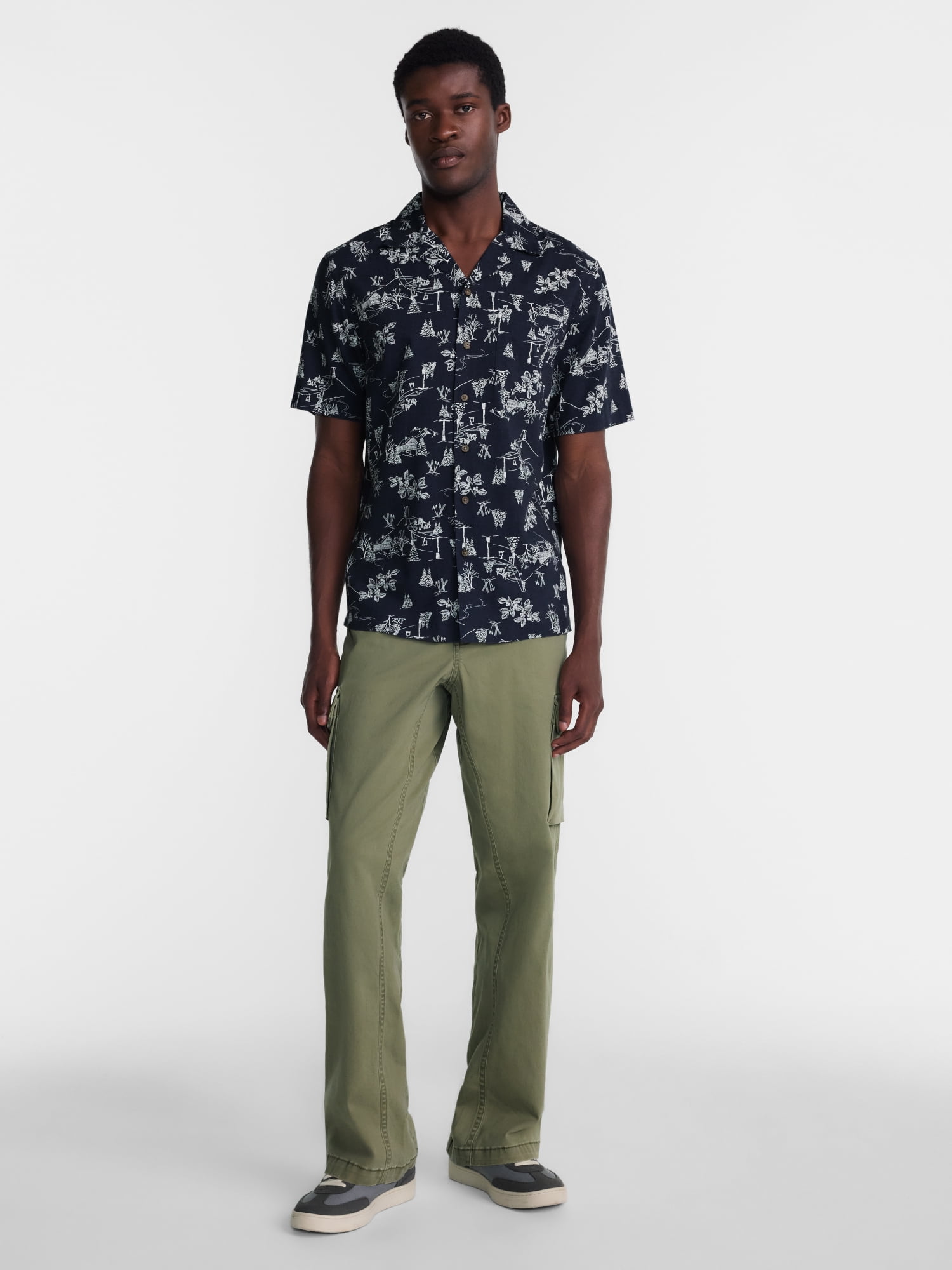 George Men's Linen Blend Holiday Camp Shirt, Sizes XS-3XL, LT-4XLT, 2XB-6XB
