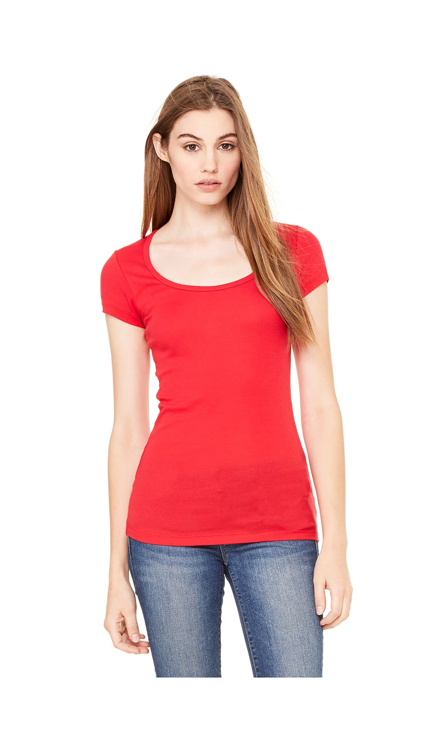 Bella Women's Margot Sheer Rib Scoop Neck Cap-Sleeve T-Shirt, Style ...