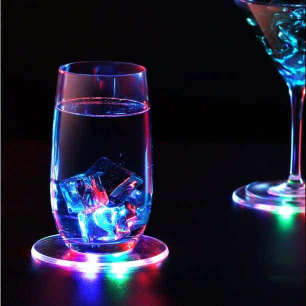 Sous-verre Lumineux Transparent Sous-verre Lumineux Transparent Sous-verre  LED Rond Tapis De Tasse En Verre à Boire Tapis Lumineux 