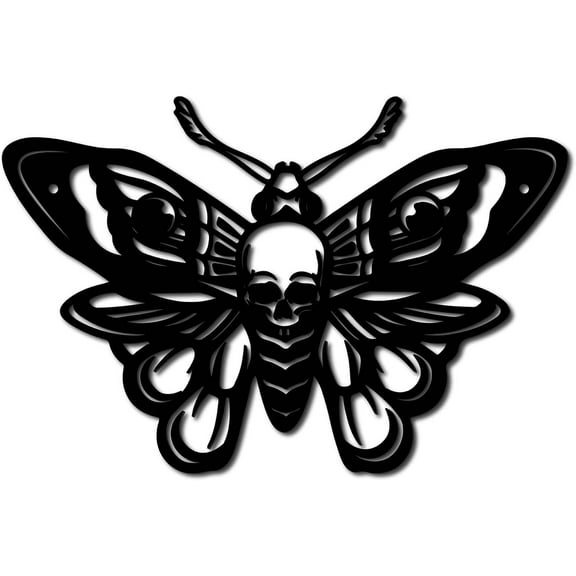 Butterfly Metal Wall Decor Black Skull Wall Hanging Ornament Iron Moth Wall Art Decoration Sculpture Minimalist Wall Decor for Modern Farmhouse Rustic Home Living Room Bathroom 12 x 8Inch