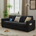 thumbnail image 4 of LAZZO 80" Faux Leather Sofa, 3-Seater Couch with USB Ports and Side Pockets for Living Room, Black, 4 of 9