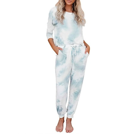 

luvamia Womens Pajamas Set 2 Piece Long Sleeve Top & Pants Joggers PJs Loungewear Size S-2XL