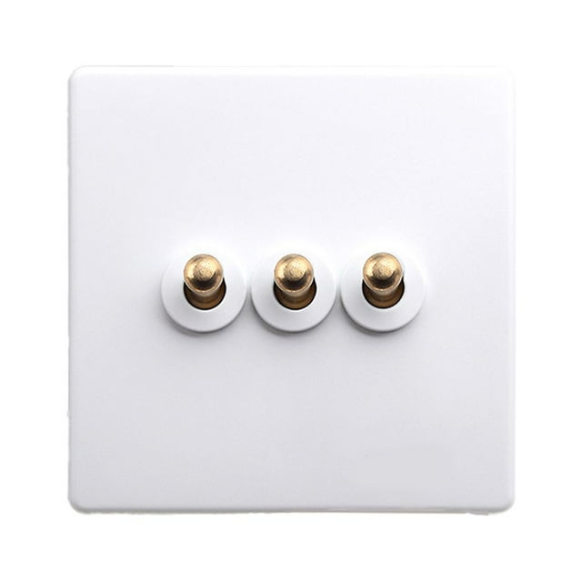 ruzhgo Switch Wall Button Socket Lever Toggle Control White Improvement Antique Household Brass Light Panel Accessory Supply Connector 1 White 3