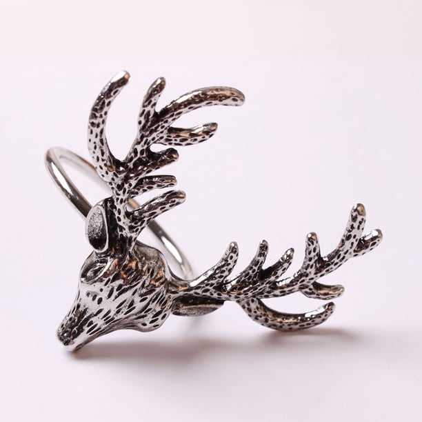 Pisexur Batería de cocina Broche para servilletas navideño, anillo de servilleta de metal con forma de alce para restaurante para la cocina del hogar