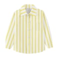 thumbnail image 7 of Baby Boy Dress Shirts Boys Striped Long Sleeve Collared Button Up Shirt with Chest Pocket School Uniform, 3-4 Years Yellow, 7 of 7