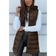 thumbnail image 4 of Women Long Vest Solid Color Sleeveless Hood Winter Puffer Vest Outwear, 4 of 9