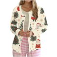 thumbnail image 2 of Puntoco Chaqueta Tipo Cárdigan Informal Con Botones Y Estampado Navideño Para Mujer, 2 of 5