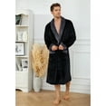 thumbnail image 6 of U2SKIIN Mens Fleece Robe, Plush Collar Shawl Bathrobe for Men Long Flannel Robes（Black/Dark Grey, XX-3X-Large）, 6 of 7