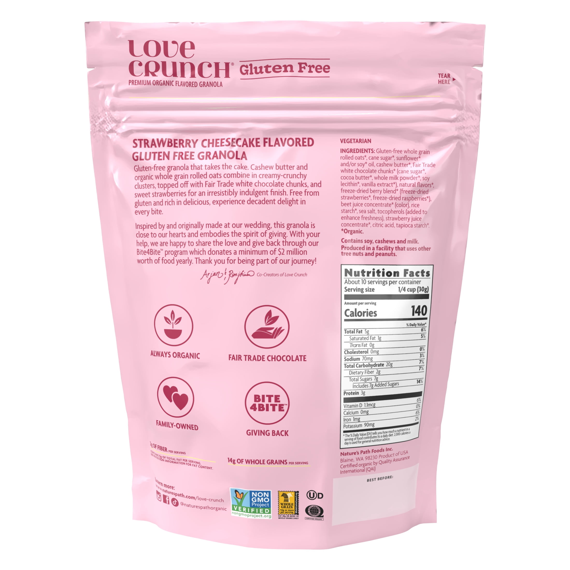 Love Crunch Organic Granola, Strawberry Cheesecake Gluten Free, 11oz Pouch