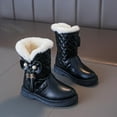 thumbnail image 4 of lnmuld Girls' Warm Autumn Winter Snow Boots - Thick Soles Comfortable Solid Color Bow Design Size:11.5-12 Years, 4 of 9