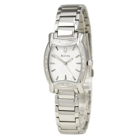 Bulova 96R135 Women's Diamond Accented Bezel White Dial Steel Bracelet Watch