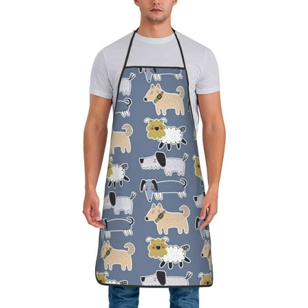 

Aprons for Men Women - Cute Dog sleep Puppy Cooking Kitchen Apron Chef Apron Waterproof Apron for Painting Pottery Baking BBQ Gardening Salon Gift For women Men