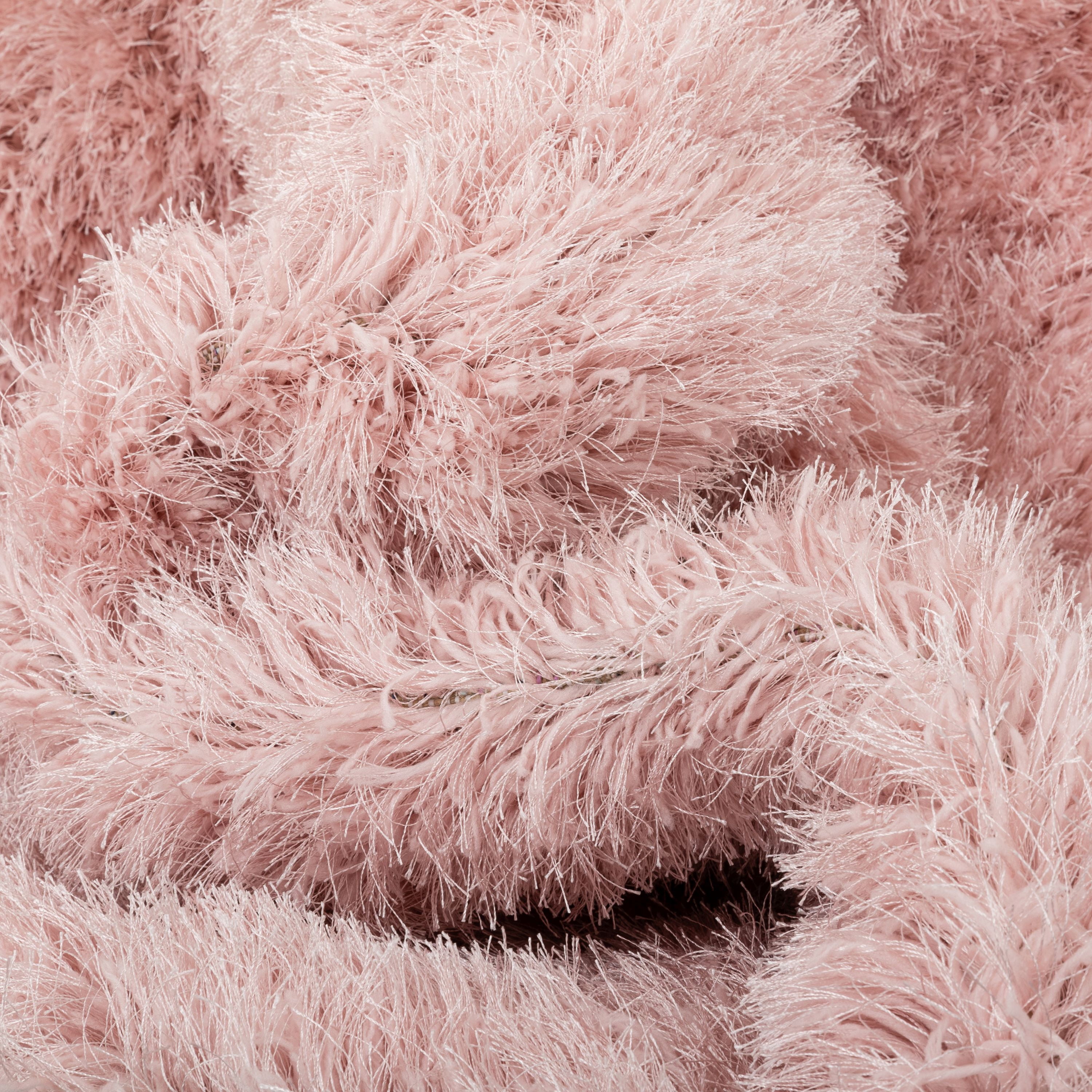 Well Woven Chie Blush Pink Kuki Collection Ultra Soft Two-Tone Long Floppy Pile Runner Rug 2x7 (2'3" x 7'3")