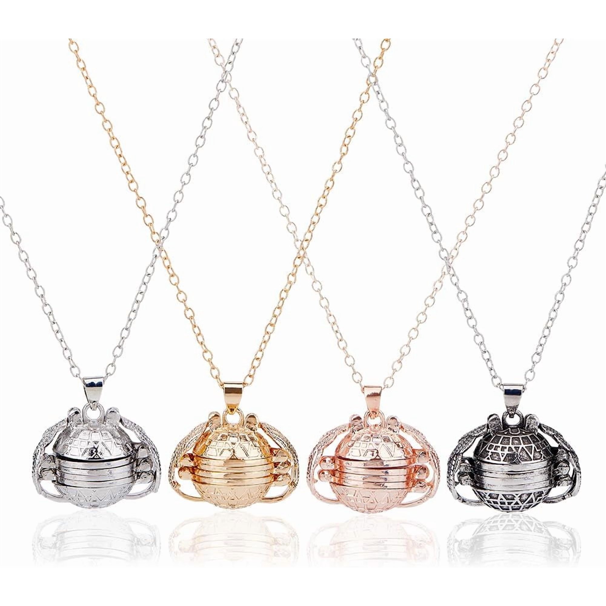4Pcs 4 Colors Expanding Photo Locket Necklace Multi Layer Picture Locket Necklace Round Expanding Photo Locket Pendant Necklaces for Family Anniversary Birthday Christmas Gifts for making