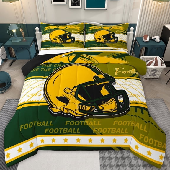 jejeloiu American Rugby Helmet Twin Comforter Sets,Football Ball Games Bedding Set For Sport Lover Reversible 2 Pieces